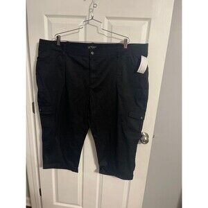 Lee Austin Knit Relaxed Cargo Capri Black Size 26W New With Tags